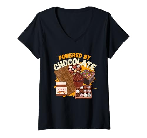 Damen Lustige Schokoladengeschenke Schokoladenliebhaber Pralinen Männer Frauen T-Shirt mit V-Ausschnitt von Funny Chocolate Gifts Apparel