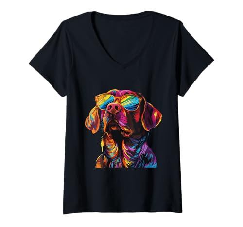 Damen Chocolate Lab Design Art Sonnenbrille Funny Chocolate Labrador T-Shirt mit V-Ausschnitt Damen Chocolate Lab Design Art Sonnenbrille Funny Chocolate Labrador T-Shirt mit V-Ausschnitt von Funny Chocolate Labrador Lovers Designs