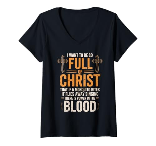 Damen Lustiger christlicher religiöser Diener Gottes treuer Jesus T-Shirt mit V-Ausschnitt von Funny Christian Designs