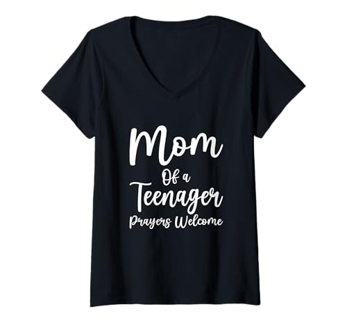 Damen Lustige christliche Mutter Mutter eines Teenagers Gebete Willkommen T-Shirt mit V-Ausschnitt Damen Lustige christliche Mutter Mutter eines Teenagers Gebete Willkommen T-Shirt mit V-Ausschnitt von Funny Christian Mother's Day Tee