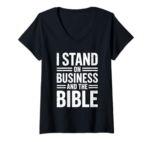 Damen I Stand On Bible Business Christian Boss T-Shirt mit V-Ausschnitt Damen I Stand On Bible Business Christian Boss T-Shirt mit V-Ausschnitt von Funny Christianity