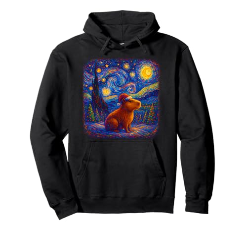 Weihnachtsmütze Capybara Nikolausmütze Sternennacht für Damen Herren Kinder Pullover Hoodie von Funny Christmas Capybara Apparel Men Women Kids
