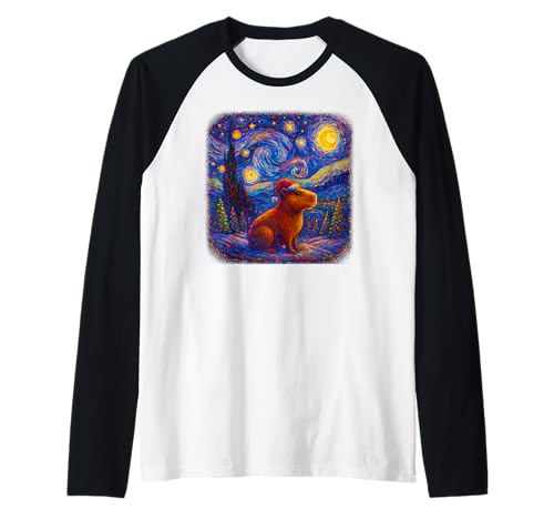Weihnachtsmütze Capybara Nikolausmütze Sternennacht für Damen Herren Kinder Raglan von Funny Christmas Capybara Apparel Men Women Kids