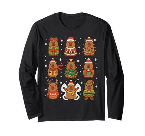 Niedliche Weihnachts-Capybara, lustige Familie, Weihnachten, Herren, Damen, Kinder Langarmshirt Niedliche Weihnachts-Capybara, lustige Familie, Weihnachten, Herren, Damen, Kinder Langarmshirt von Funny Christmas Capybara Xmas Family Pajamas Tee