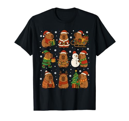 Weihnachtsmütze, Capybara, Weihnachtsmannmütze, lustig, für Herren und Damen T-Shirt Weihnachtsmütze, Capybara, Weihnachtsmannmütze, lustig, für Herren und Damen T-Shirt von Funny Christmas Capybara Xmas Family Pajamas Tee