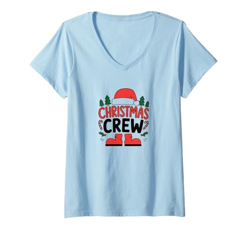 Damen Weihnachts-Crew, die Familie und Freunde zusammenbringt T-Shirt mit V-Ausschnitt Damen Weihnachts-Crew, die Familie und Freunde zusammenbringt T-Shirt mit V-Ausschnitt von Funny Christmas Crew Matching Family and Friends