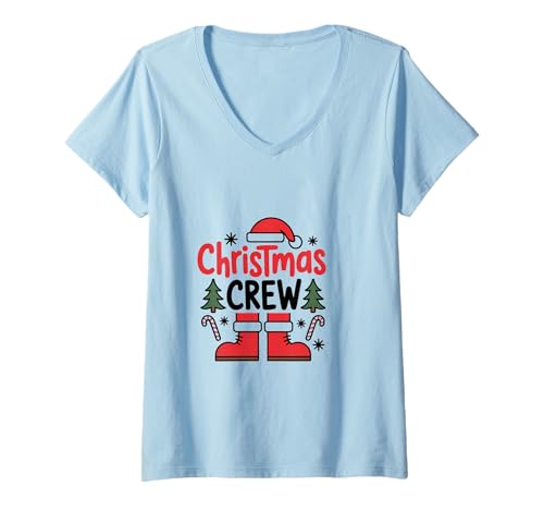 Damen Weihnachts-Crew, die Familie und Freunde zusammenbringt T-Shirt mit V-Ausschnitt Damen Weihnachts-Crew, die Familie und Freunde zusammenbringt T-Shirt mit V-Ausschnitt von Funny Christmas Crew Matching Family and Friends