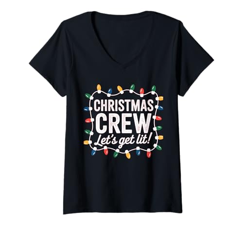 Damen Weihnachts-Crew, die Familie und Freunde zusammenbringt T-Shirt mit V-Ausschnitt Damen Weihnachts-Crew, die Familie und Freunde zusammenbringt T-Shirt mit V-Ausschnitt von Funny Christmas Crew Matching Family and Friends