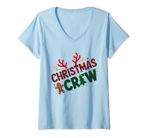 Damen Weihnachts-Crew, die Familie und Freunde zusammenbringt T-Shirt mit V-Ausschnitt Damen Weihnachts-Crew, die Familie und Freunde zusammenbringt T-Shirt mit V-Ausschnitt von Funny Christmas Crew Matching Family and Friends