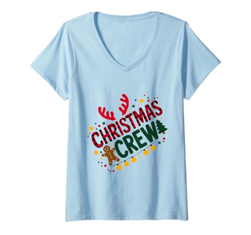 Damen Weihnachts-Crew, die Familie und Freunde zusammenbringt T-Shirt mit V-Ausschnitt Damen Weihnachts-Crew, die Familie und Freunde zusammenbringt T-Shirt mit V-Ausschnitt von Funny Christmas Crew Matching Family and Friends