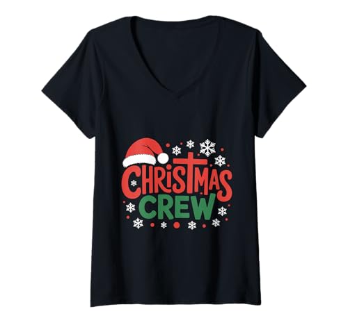 Damen Weihnachts-Crew, die Familie und Freunde zusammenbringt T-Shirt mit V-Ausschnitt Damen Weihnachts-Crew, die Familie und Freunde zusammenbringt T-Shirt mit V-Ausschnitt von Funny Christmas Crew Matching Family and Friends