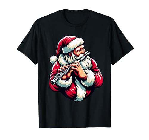 Flöte, Weihnachtsmann, spielend, für Damen, Herren, Kinder T-Shirt von Funny Christmas Design For Women Men And Kids