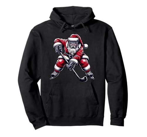 Weihnachten Sport Weihnachtsmann spielt Eishockey, Xmas Damen Herren Kinder Pullover Hoodie Weihnachten Sport Weihnachtsmann spielt Eishockey, Xmas Damen Herren Kinder Pullover Hoodie von Funny Christmas Design For Women Men And Kids