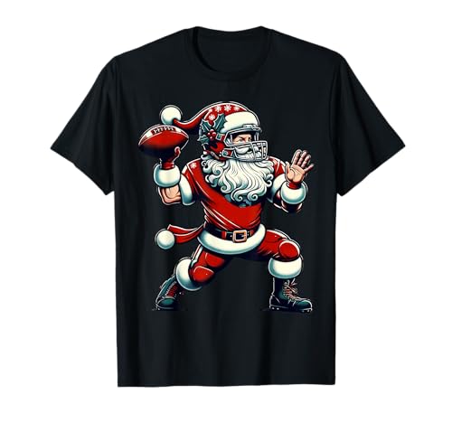 Weihnachtsmann spielt American Football Weihnachten Damen Herren Kinder T-Shirt Weihnachtsmann spielt American Football Weihnachten Damen Herren Kinder T-Shirt von Funny Christmas Design For Women Men And Kids