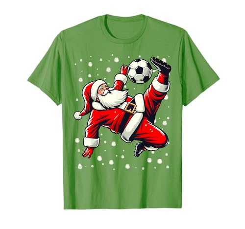 Weihnachtsmann spielt Fußball Fahrrad Kick, Weihnachten Frauen Männer Kinder T-Shirt Weihnachtsmann spielt Fußball Fahrrad Kick, Weihnachten Frauen Männer Kinder T-Shirt von Funny Christmas Design For Women Men And Kids