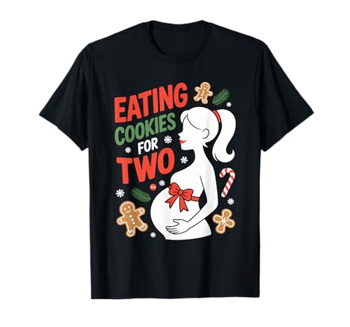 Weihnachtskekse für Zwei Schwangere, lustige Mama T-Shirt Weihnachtskekse für Zwei Schwangere, lustige Mama T-Shirt von Funny Christmas Eating Cookies For Two Mom Tee Co.