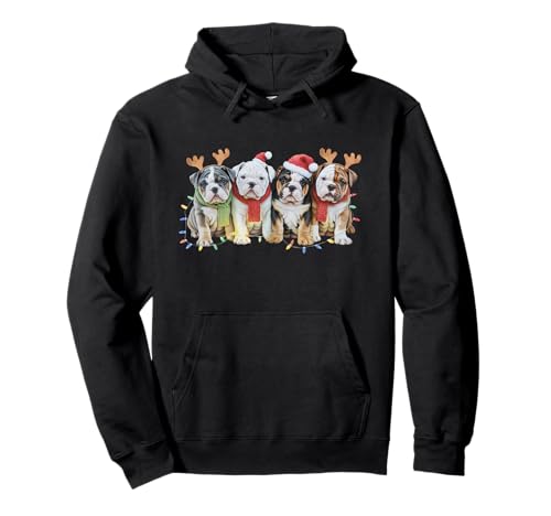 Niedliche englische Bulldogge Weihnachtsbeleuchtung Xmas Bulldogge Männer Kinder Pullover Hoodie Niedliche englische Bulldogge Weihnachtsbeleuchtung Xmas Bulldogge Männer Kinder Pullover Hoodie von Funny Christmas Lights English Bulldogs Xmas Santa
