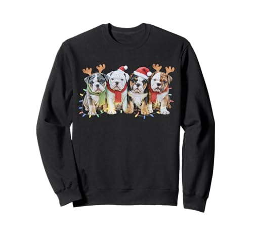 Niedliche englische Bulldogge Weihnachtsbeleuchtung Xmas Bulldogge Männer Kinder Sweatshirt Niedliche englische Bulldogge Weihnachtsbeleuchtung Xmas Bulldogge Männer Kinder Sweatshirt von Funny Christmas Lights English Bulldogs Xmas Santa