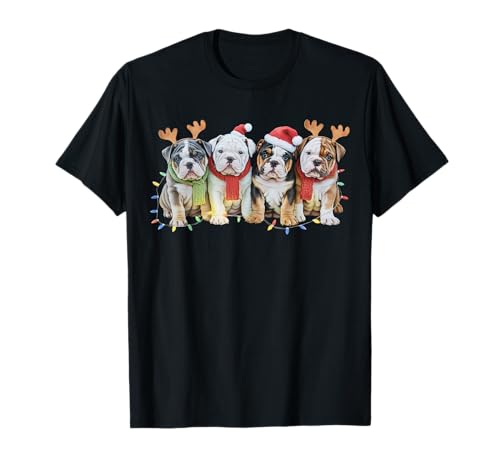Niedliche englische Bulldogge Weihnachtsbeleuchtung Xmas Bulldogge Männer Kinder T-Shirt Niedliche englische Bulldogge Weihnachtsbeleuchtung Xmas Bulldogge Männer Kinder T-Shirt von Funny Christmas Lights English Bulldogs Xmas Santa