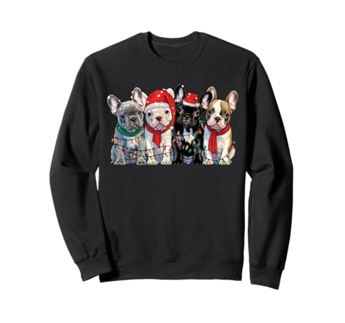 Französische Bulldogge Weihnachtsbeleuchtung Xmas Hund Männer Frauen Kinder Sweatshirt Französische Bulldogge Weihnachtsbeleuchtung Xmas Hund Männer Frauen Kinder Sweatshirt von Funny Christmas Lights French Bulldogs Xmas Santa