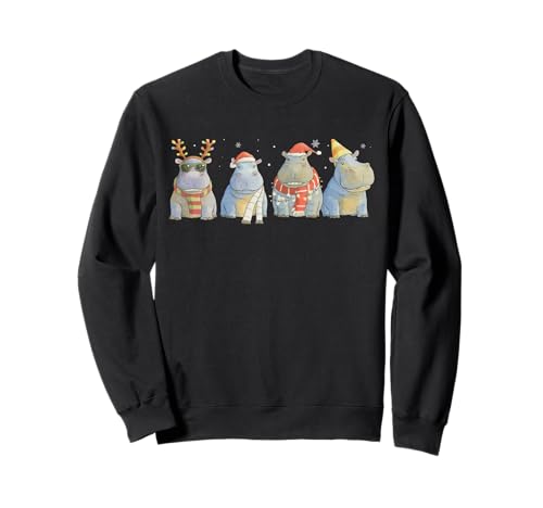 Niedliches Nilpferd Weihnachten Weihnachtsmann Lustiges Nilpferd Xmas Herren Kinder Sweatshirt Niedliches Nilpferd Weihnachten Weihnachtsmann Lustiges Nilpferd Xmas Herren Kinder Sweatshirt von Funny Christmas Lights Hippopotamus Xmas Santa