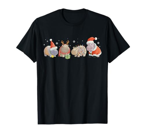 Weihnachtsbeleuchtung Nilpferd Weihnachten Weihnachtsmann Nilpferd Herren Jungen Kinder T-Shirt Weihnachtsbeleuchtung Nilpferd Weihnachten Weihnachtsmann Nilpferd Herren Jungen Kinder T-Shirt von Funny Christmas Lights Hippopotamus Xmas Santa