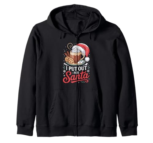 Christmas I Put Out for Santa Cookies Milk für Kinder, Damen und Herren Kapuzenjacke von Funny Christmas Santa Hat Hot Chocolate Pajamas