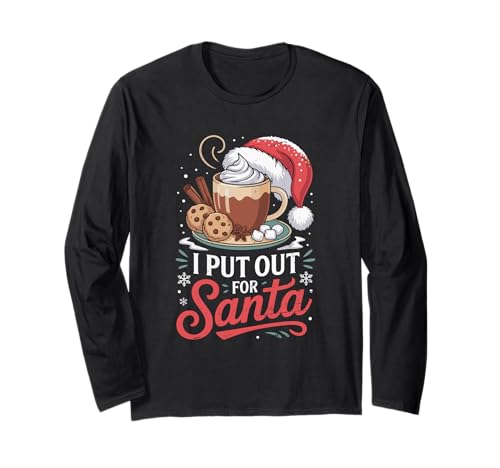 Christmas I Put Out for Santa Cookies Milk für Kinder, Damen und Herren Langarmshirt von Funny Christmas Santa Hat Hot Chocolate Pajamas