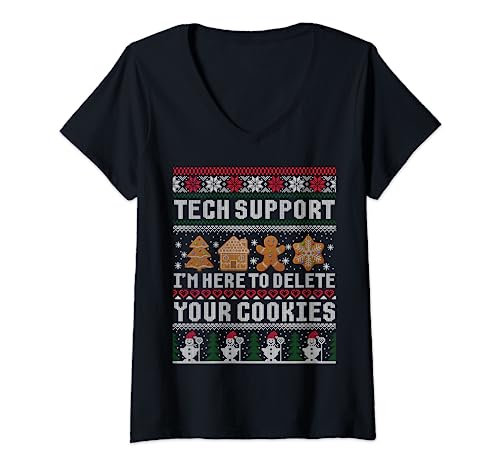 Damen Lustiges Weihnachts-Shirt, Computerprogrammierer, Geschenk T-Shirt mit V-Ausschnitt Damen Lustiges Weihnachts-Shirt, Computerprogrammierer, Geschenk T-Shirt mit V-Ausschnitt von Funny Christmas Tech Support Shirts