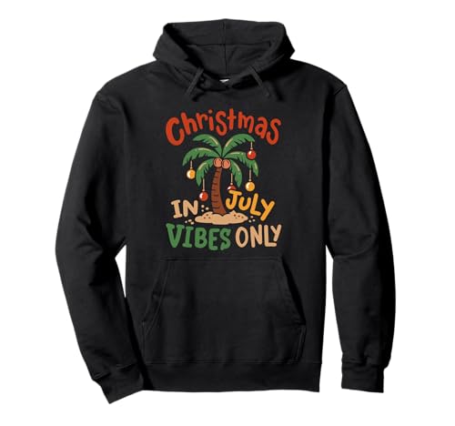 Christmas In Juli Vibes Only Palm Tree Summer Beach Kids Pullover Hoodie von Funny Christmas in July Apparel Store