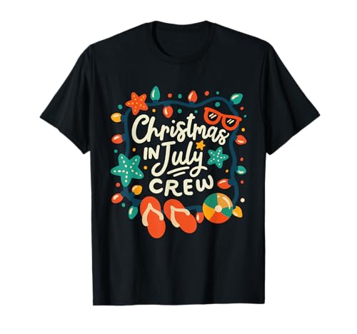 Lustige Weihnachten im Juli Crew Lichter Sommer Männer Frauen Kinder T-Shirt von Funny Christmas in July Apparel Store