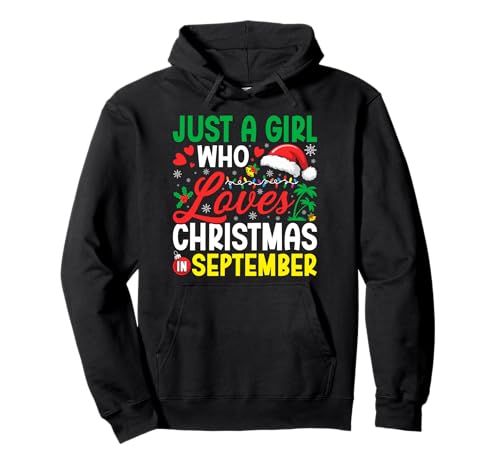 Nur EIN Mädchen, das Weihnachten im September liebt Tropischer Weihnachtsmann Pullover Hoodie von Funny Christmas in September Gifts