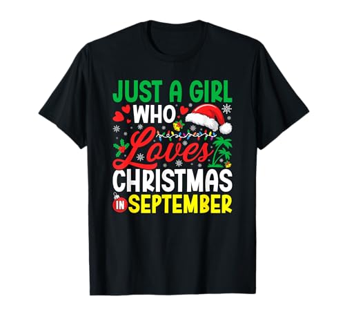 Nur EIN Mädchen, das Weihnachten im September liebt Tropischer Weihnachtsmann T-Shirt Nur EIN Mädchen, das Weihnachten im September liebt Tropischer Weihnachtsmann T-Shirt von Funny Christmas in September Gifts