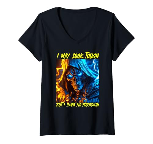Damen Hartes Skelett seltsam spezifische Vorhaut T-Shirt mit V-Ausschnitt von Funny Circumcision Holiday Swap Tee Men Women