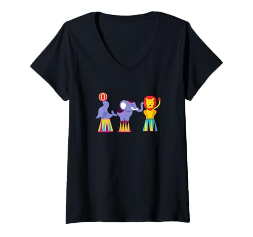 Damen Zirkus Party Tiere Karneval Thema Geburtstag T-Shirt mit V-Ausschnitt Damen Zirkus Party Tiere Karneval Thema Geburtstag T-Shirt mit V-Ausschnitt von Funny Circus Event Staff Design