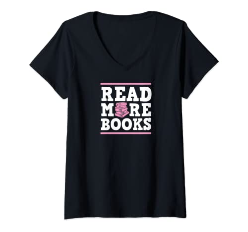 Damen Lesen Sie mehr Bücher T-Shirt mit V-Ausschnitt Damen Lesen Sie mehr Bücher T-Shirt mit V-Ausschnitt von Funny Classic Literary Fiction Quote Art and Merch