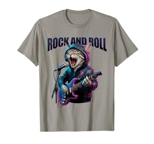 Rock and Roll Gitarre Katze Herren Damen Outfit T-Shirt Rock and Roll Gitarre Katze Herren Damen Outfit T-Shirt von Funny Classic Rock Cat Apparel