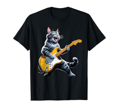 Katze spielt Gitarre Rock Star Rock and Roll Männer Frauen Kinder T-Shirt Katze spielt Gitarre Rock Star Rock and Roll Männer Frauen Kinder T-Shirt von Funny Classic Rock Cat Graphic Tees Cat Lovers