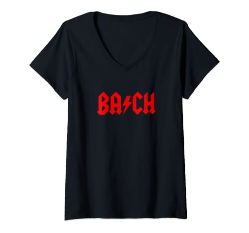 Damen Johann Sebastian Bachmusik Klassik Musik Hard Rock Musik T-Shirt mit V-Ausschnitt Damen Johann Sebastian Bachmusik Klassik Musik Hard Rock Musik T-Shirt mit V-Ausschnitt von Funny Classical music: Johann Sebastian Bach music