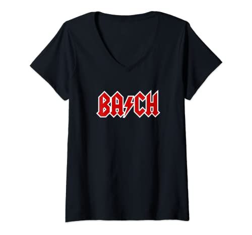 Damen Klassische Musik Johann Sebastian Bach Musik Hard Rock Musik T-Shirt mit V-Ausschnitt Damen Klassische Musik Johann Sebastian Bach Musik Hard Rock Musik T-Shirt mit V-Ausschnitt von Funny Classical music: Johann Sebastian Bach music