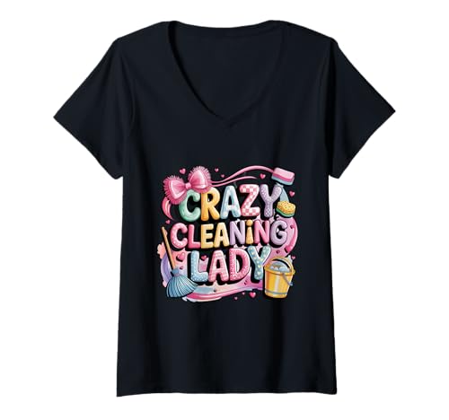 Damen Putzfrau Haushälterin Hauswirtschaft Putzfrau T-Shirt mit V-Ausschnitt Damen Putzfrau Haushälterin Hauswirtschaft Putzfrau T-Shirt mit V-Ausschnitt von Funny Clean Lady House Keeping Designs