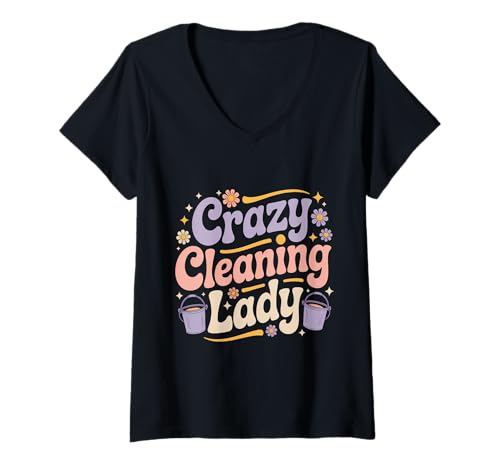 Damen Putzfrau Haushälterin Hauswirtschaft Putzfrau T-Shirt mit V-Ausschnitt Damen Putzfrau Haushälterin Hauswirtschaft Putzfrau T-Shirt mit V-Ausschnitt von Funny Clean Lady House Keeping Designs