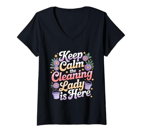 Damen Putzfrau Haushälterin Hauswirtschaft Putzfrau T-Shirt mit V-Ausschnitt Damen Putzfrau Haushälterin Hauswirtschaft Putzfrau T-Shirt mit V-Ausschnitt von Funny Clean Lady House Keeping Designs