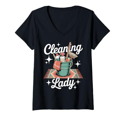 Damen Putzfrau Haushälterin Putzfrau Hauswirtschaft T-Shirt mit V-Ausschnitt Damen Putzfrau Haushälterin Putzfrau Hauswirtschaft T-Shirt mit V-Ausschnitt von Funny Clean Lady House Keeping Designs