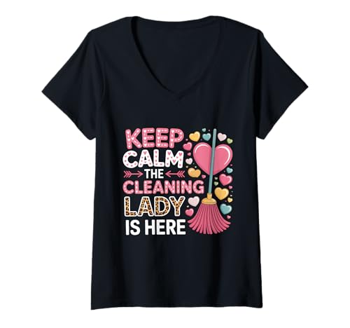 Damen Putzfrau Haushälterin Putzfrau Hauswirtschaft T-Shirt mit V-Ausschnitt Damen Putzfrau Haushälterin Putzfrau Hauswirtschaft T-Shirt mit V-Ausschnitt von Funny Clean Lady House Keeping Designs