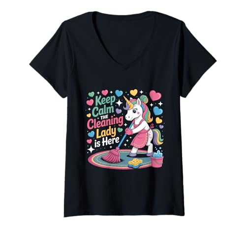 Damen Putzfrau Haushälterin Putzfrau Hauswirtschaft T-Shirt mit V-Ausschnitt Damen Putzfrau Haushälterin Putzfrau Hauswirtschaft T-Shirt mit V-Ausschnitt von Funny Clean Lady House Keeping Designs