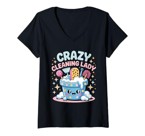 Damen Putzfrau Hauswirtschaft Putzfrau Haushälterin T-Shirt mit V-Ausschnitt Damen Putzfrau Hauswirtschaft Putzfrau Haushälterin T-Shirt mit V-Ausschnitt von Funny Clean Lady House Keeping Designs