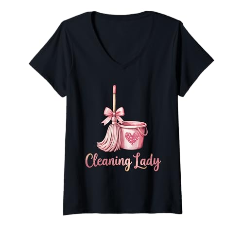 Damen Putzfrau Hauswirtschaft Putzfrau Haushälterin T-Shirt mit V-Ausschnitt Damen Putzfrau Hauswirtschaft Putzfrau Haushälterin T-Shirt mit V-Ausschnitt von Funny Clean Lady House Keeping Designs