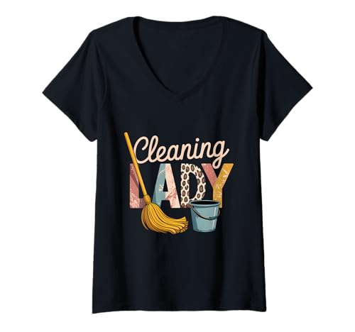 Damen Putzfrau Hauswirtschaft Putzfrau Haushälterin T-Shirt mit V-Ausschnitt Damen Putzfrau Hauswirtschaft Putzfrau Haushälterin T-Shirt mit V-Ausschnitt von Funny Clean Lady House Keeping Designs