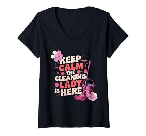 Damen Putzfrau Hauswirtschaft Putzfrau Haushälterin T-Shirt mit V-Ausschnitt Damen Putzfrau Hauswirtschaft Putzfrau Haushälterin T-Shirt mit V-Ausschnitt von Funny Clean Lady House Keeping Designs